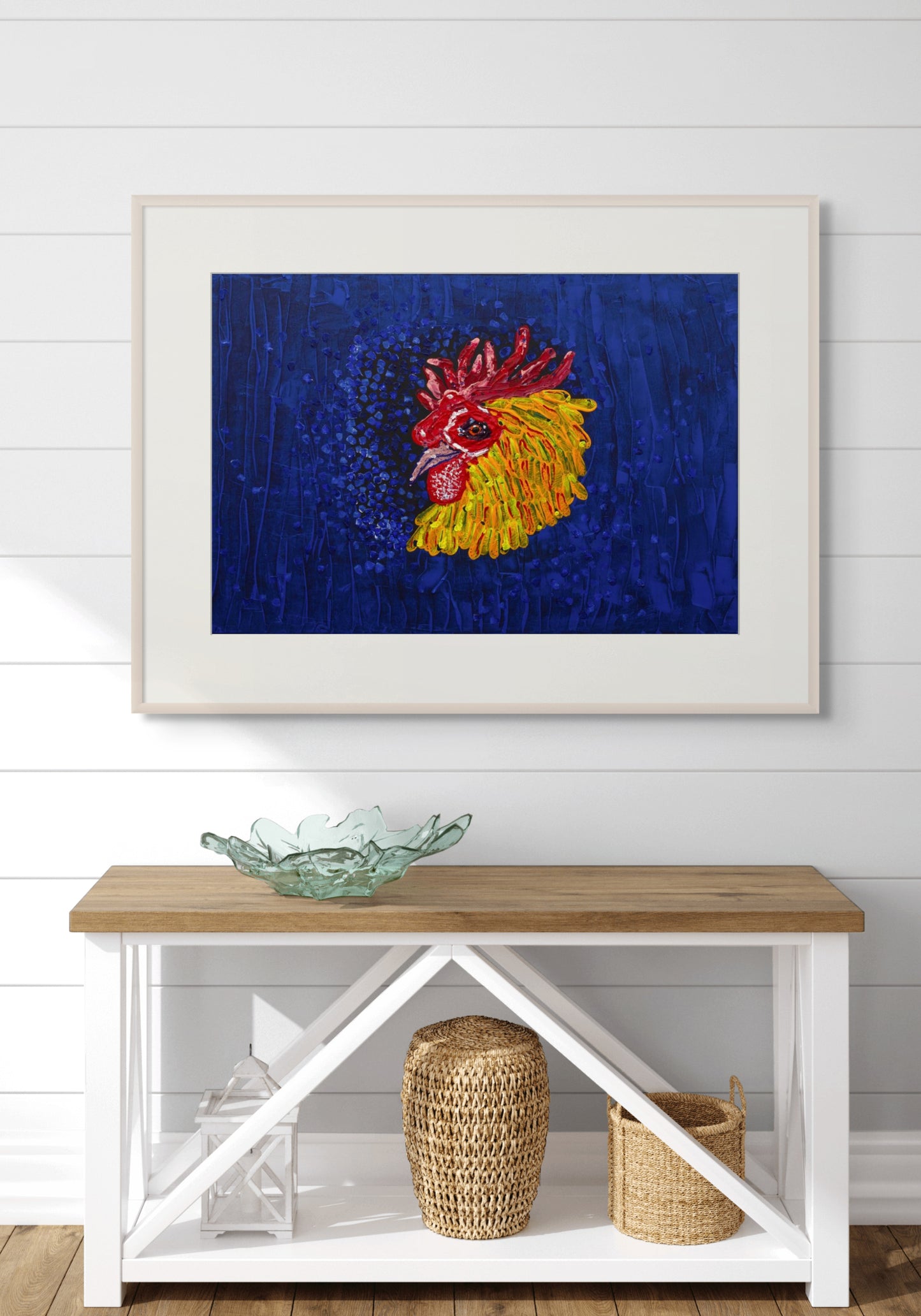 Rooster in the Blue Field