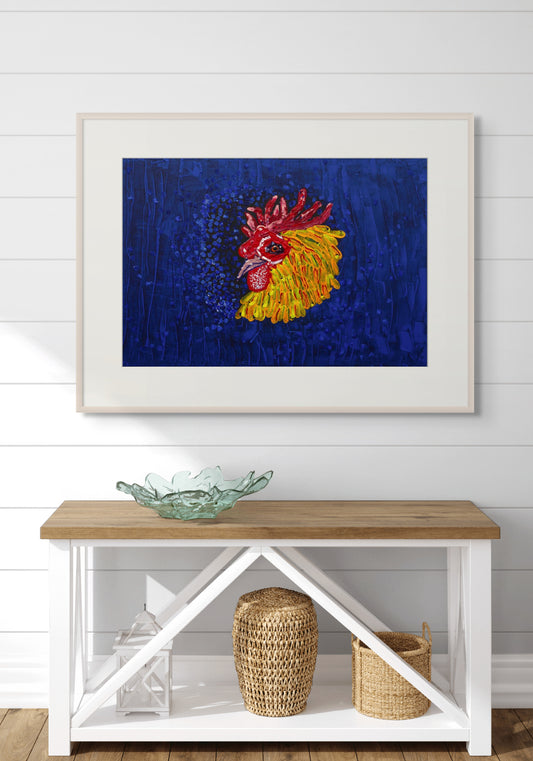 Rooster in the Blue Field