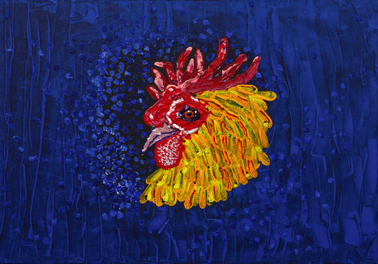 Rooster in the Blue Field
